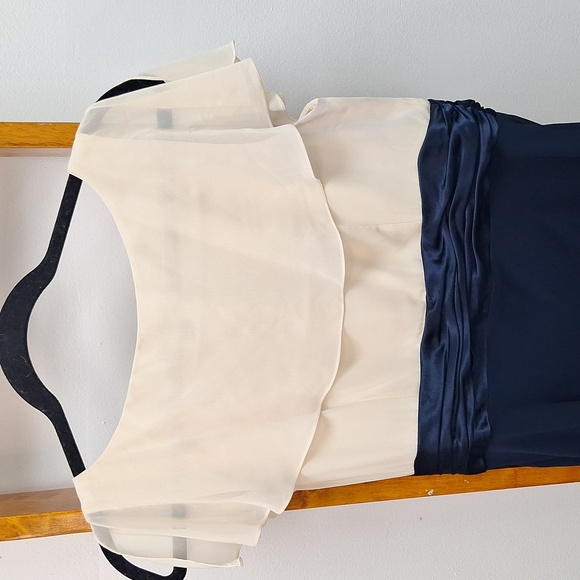 Liz Claiborne Tulip Dress Off White and Navy Blue Size 10 - Picture 7 of 16